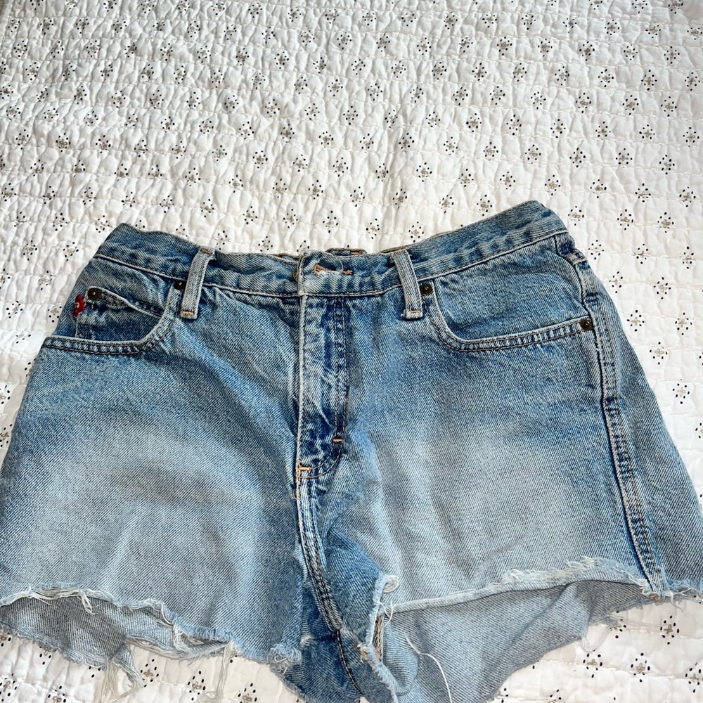 Faded denim shorts, thrifted